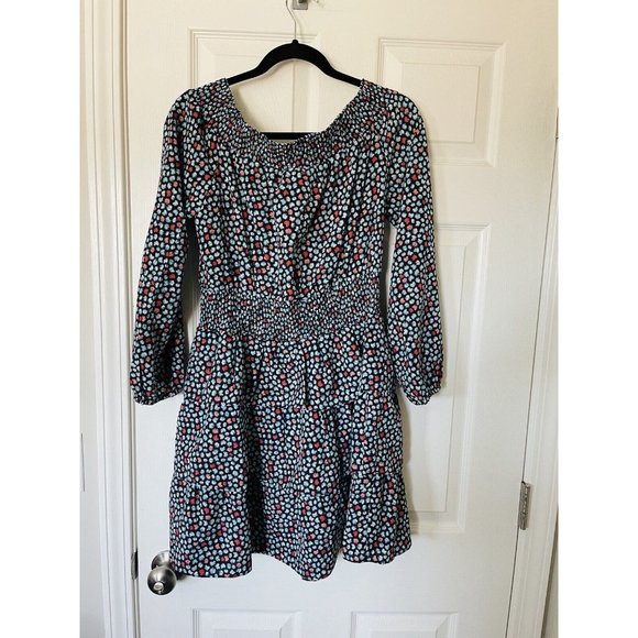 NWT MICHAEL Michael Kors Printed Pebble Crepe Off-the-Shoulder Dress - XS - Picture 4 of 8